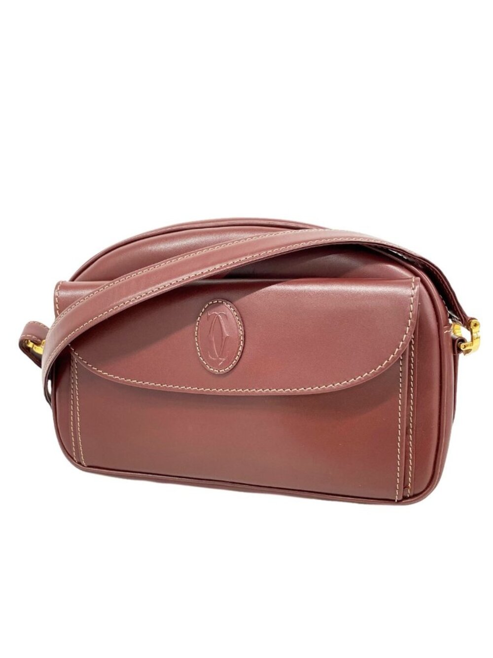 Cartier Shoulder Bag Must Leather Bordeaux Gold